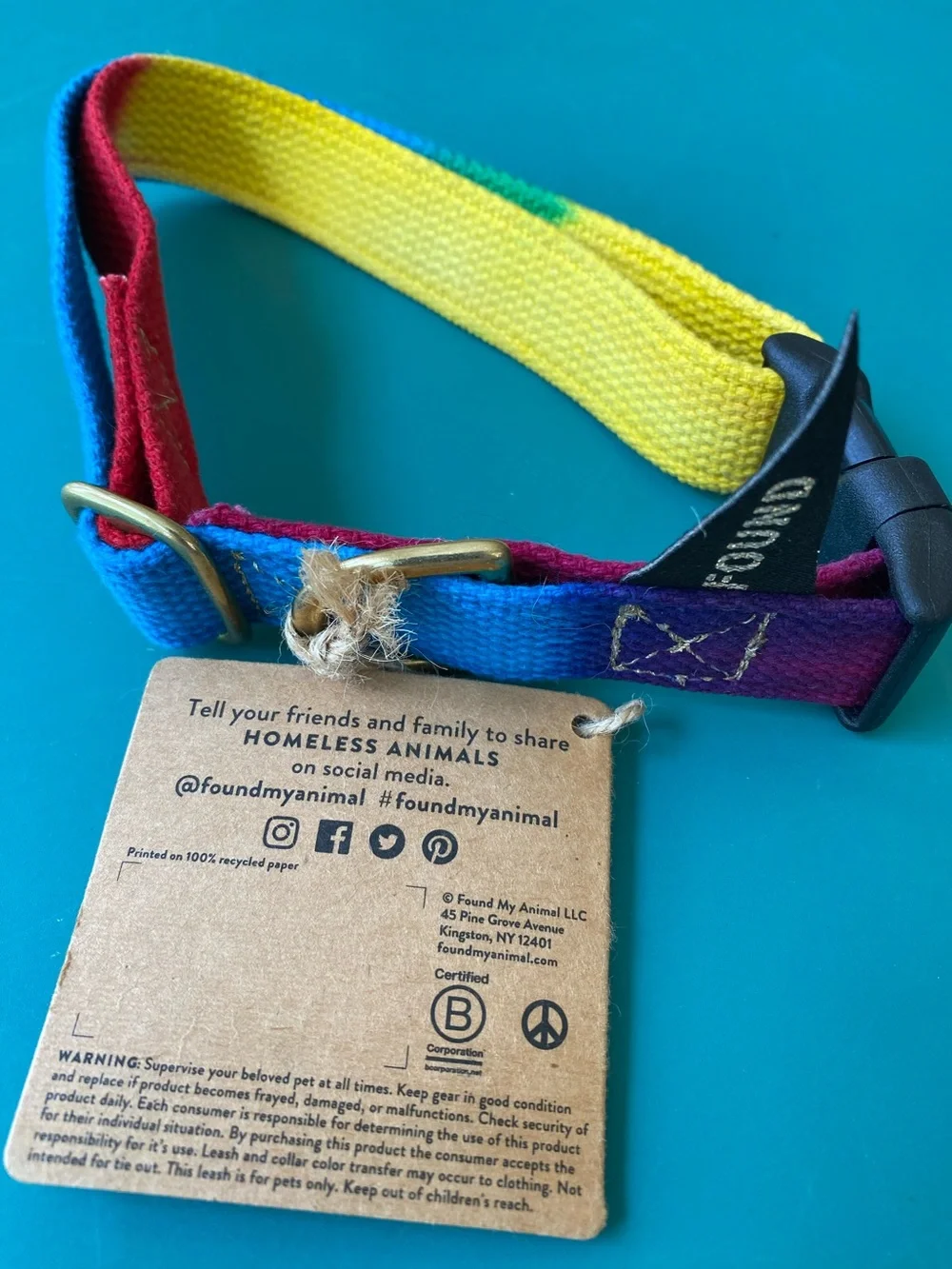 NWT “Found My Animal” Dog Collar. Tye Dye. XL. Handcrafted in USA